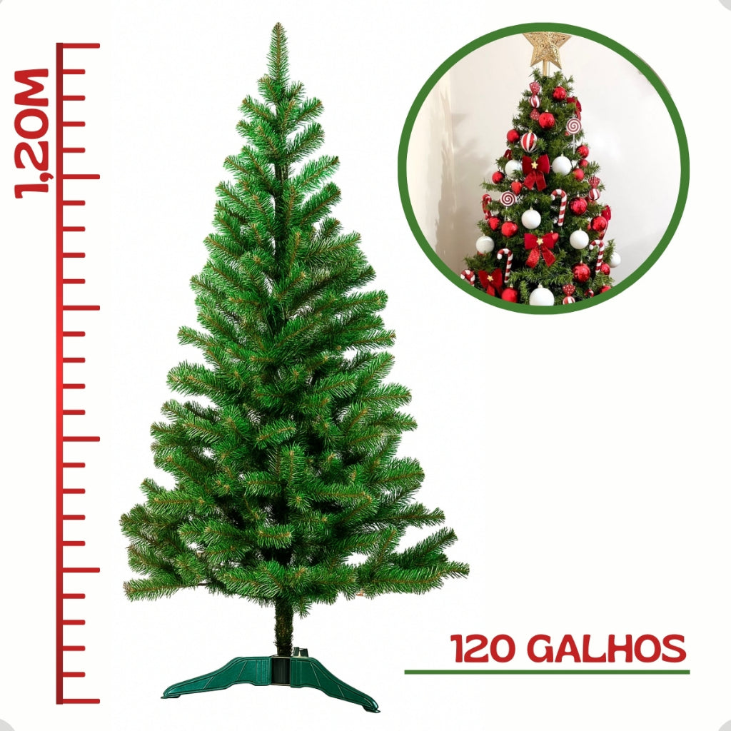 Arvore de Natal 120cm 120 Galhos Verde Decoração Pinheiro Canadense