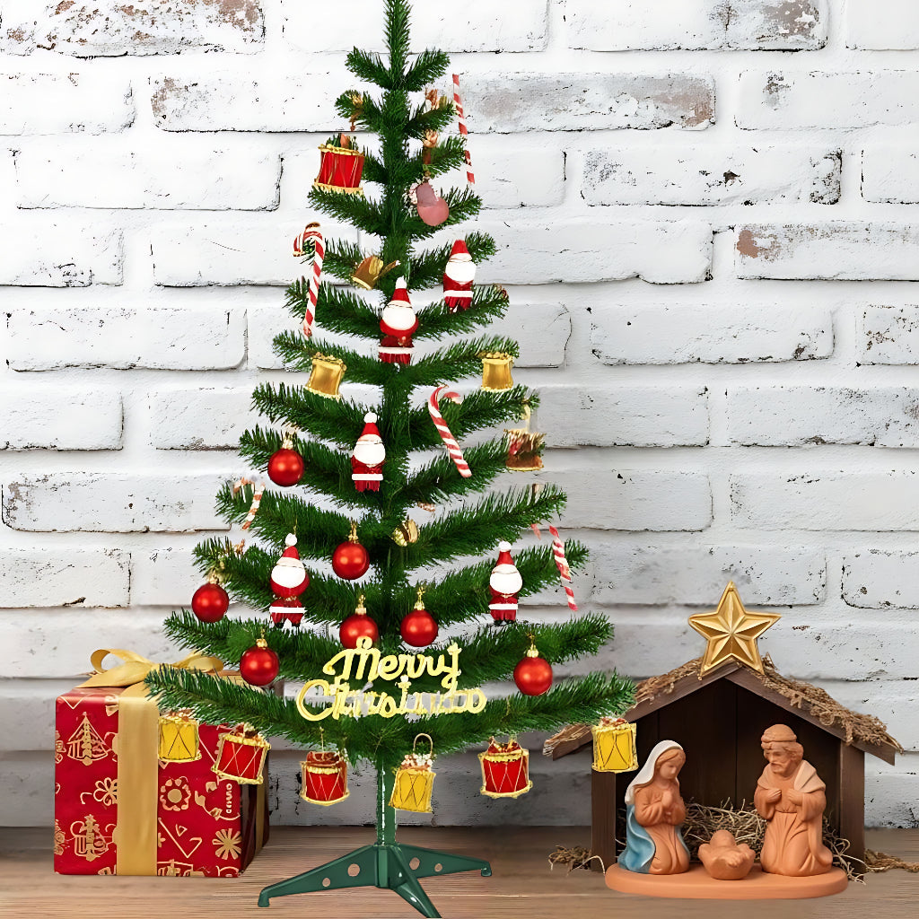 Kit Árvore De Natal + 22 Enfeites Completa Verde e Nevada Papai Noel Decoração 50 Galhos 60cm Pronta Entrega Rápida