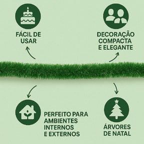 Kit 10 Peças Festão Verde Enfeite De Natal 2m Decoração Festa Promoção 8CM - Envio Imediato