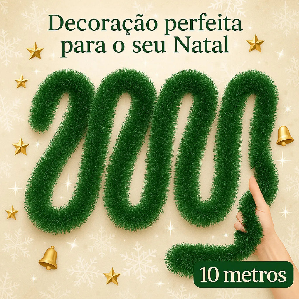 Kit 10 Peças Festão Verde Enfeite De Natal 2m Decoração Festa Promoção 8CM - Envio Imediato