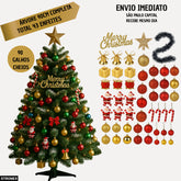 ARVORE DE NATAL 90CM 90 GALHOS 43ENFEITES ARVORE DE NATAL PEQUENA VERDE COM ITENS COMPLETOS ENFEITES