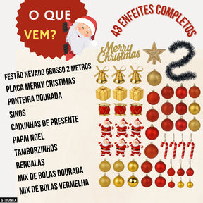 ARVORE DE NATAL 90CM 90 GALHOS 43ENFEITES ARVORE DE NATAL PEQUENA VERDE COM ITENS COMPLETOS ENFEITES