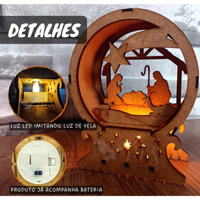 Luminária Led Presépio Mdf Lembrança Presente de Natal