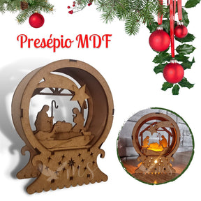 Luminária Led Presépio Mdf Lembrança Presente de Natal