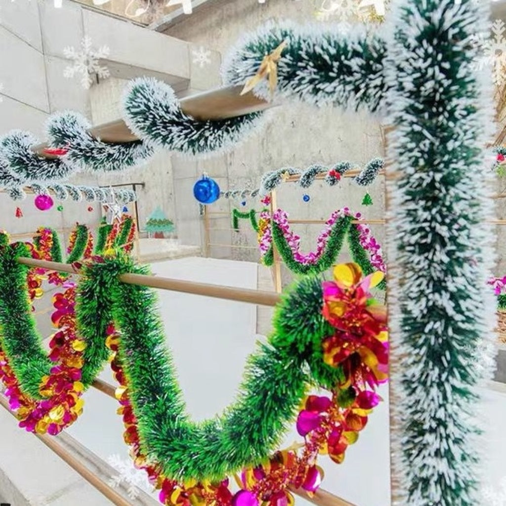 festão de natal enfeite 2 metro  comprimento verde/ verde branco 8cm/12cm/13.5CM/15cm Decoração